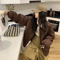 Pilot cotton-padded clothes female autumn 2021 New Korean loose short cotton clip baseball jacket jacket jacket coat