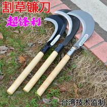 Imported large sickle with long handle outdoor agricultural weeding tool manganese steel sickle cutting grass knife farming with corn harvesting grass