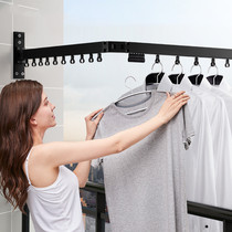 Kabei balcony folding clothes rack Indoor window wall-mounted invisible clothes rack artifact push stretch shrink clothes rack