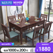 Pimas new Chinese solid wood home dining table modern simple red oak table light luxury small apartment light luxury table