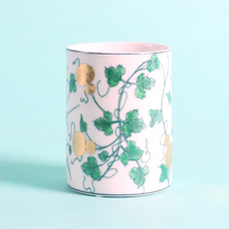 GERODI ceramic pen holder storage box small floral study desk ornaments toothpaste bucket