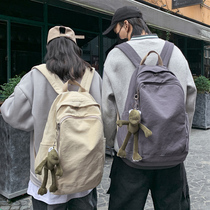 2021 new schoolbag middle school students large capacity college couple Harajuku wind canvas computer backpack simple