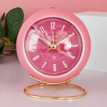Student alarm clock simple dormitory bedside clock light luxury ins Wind middle school students silent metal night light clock clock
