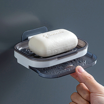 Drain soap holder wall-mounted household double-deck bathroom double-Compartment toilet non-perforated soap box wall soap box