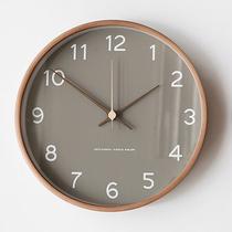 Nordic solid wood wall clock living room modern minimalist creative clock Chinese bedroom clock fashion personality wall watch home
