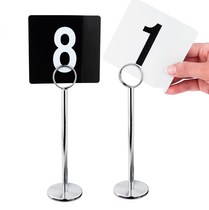 Digital brand vertical hotel standing card holder desktop stainless steel patch number card holder table number clamp