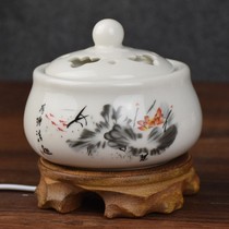Timing Thermoregulation Electronic Sandalwood Stove Ceramic Incense Stove Furnace Plug-in Electric Incense Light Wood Chips Powder lid 0109d