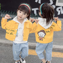 Girl Baby Spring and Autumn Three-piece Set Suite Yang Girl Cowboy Cowboy Baby Middle Child Clothes New Han Edition