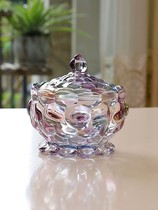 European-style crystal glass candy jar with lid home storage jar sugar jar light luxury creative candy box small delicate sugar jar