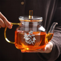 Tea pot Glass heat-resistant high temperature thickened small green citrus special tea pot single pot household tea water separation flower tea pot