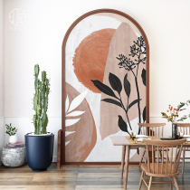 Nordic light luxury living room porch hotel restaurant office partition screen gathering wealth barrier flower fabric semi-transparent seat screen