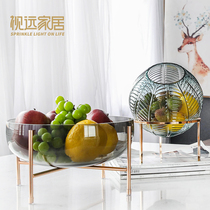 Glass fruit plate ornaments light luxury creative home 2021 new living room coffee table fruit snack plate large capacity