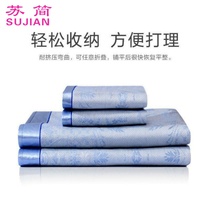 Summer nude sleeping ice silk mat summer non-slip four-piece set ins Princess wind girl senior washable