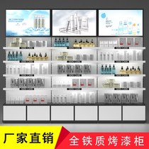 Customized cosmetics shelf display rack cabinet beauty salon product display cabinet large LED light box iron baking paint process