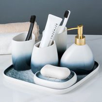 Gradient Grey Ceramic Bathroom Five Pieces Toiletries Wash Suit Lovers Toothbrushing Cup Bath BATH ROOM SUPPLIES UTENSILS WITH TRAYS