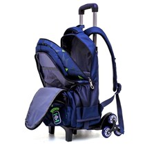 Tier bag middle school students large capacity boy Primary School students 3-6 grade hand-drawn trailer six-wheel climbing stairs waterproof 5