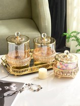 European-style crystal glass candy canister ashtray fruit plate American creative model room living room coffee table soft decorations