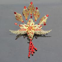 Ancient costume womens hair jewelry headdress Chinese bride tassel hair comb Crown court retro noble concubine Gold Silver Peacock phoenix crown