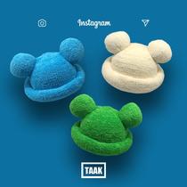 Net Red Recommend Green Plush Hat Children's Cute Bear Ears Fisherman Hat Students Blue Warm Pot Hat
