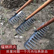 Manganese steel rake pine earth grass with thick iron rake nine tooth nail rake all steel multi-functional grass rake gardening tool