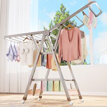 Stainless steel drying rack floor-to-ceiling folding bedroom balcony cool hanger household baby drying quilt artifact