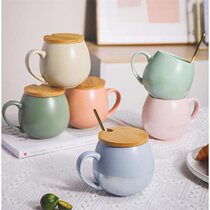 Mark Cup with lid with spoon breakfast cup household large capacity water cup female ins Cup ceramic coffee cup
