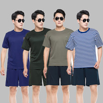 Genuine summer physical training suit short sleeve T-shirt quick-drying loose round neck sports outdoor suit pants men