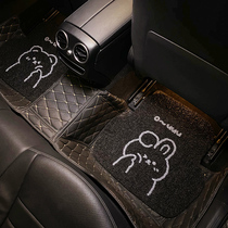 Car universal silk ring foot pad cute cartoon single step pad easy to clean and anti-dirty main driving carpet protection pad