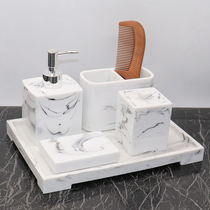 Hotel light luxury lotion bottled cotton sign box storage tray wash set resin bathroom series products