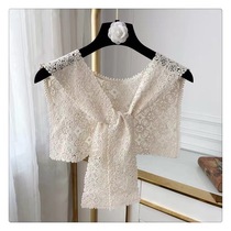 2020 Summer thin sunscreen lace hollow with skirt fake collar outside silk scarf small shawl hook flower triangle