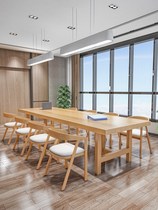 Conference table minimalist modern full solid wood table strip table bench office in negotiation table and chairs combined large plate table