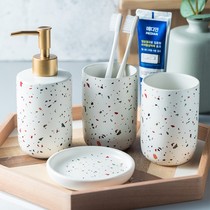 Simple bathroom set ceramic wash four-piece bathroom supplies decoration hotel Clubhouse Model Room Kit light luxury