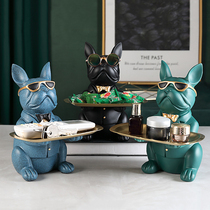 Bulldog Decorative Sculpture Figurine Storage Tray Coin Bank