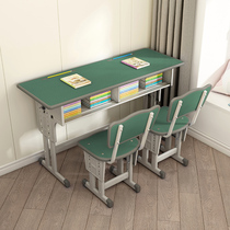 Double Middle School Students Class Table And Chairs School Tutoring Class Desk Children Study Desk Students Writing Table And Chairs Suit II