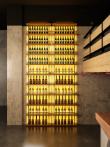 Customized wine rack wrought iron luminous wine rack display rack bar restaurant wine cabinet against wall pillar shelf partition beer