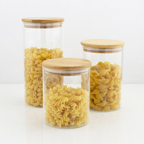 Three-piece set of transparent glass storage jars Model room kitchen ornaments Cabinets Showroom Soft decorations Simple and modern