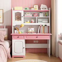 Childrens learning table home desk bookshelf integrated table bedroom Primary School students writing table boys and girls desk bookcase