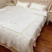 Pure cotton four-piece set French lace princess style high-end girl bedding pure white fairy bedding