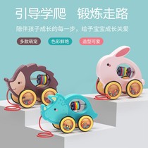 Baby hand pull rope fun animal toy drag tractor toddler artifact puzzle education early childhood Walker