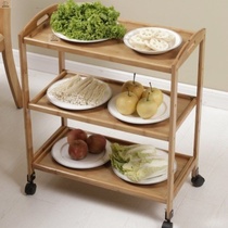 Dining car trolley thickened solid wood quality two or three layers commercial hot pot restaurant serving food delivery Bowl cart
