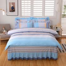 Bed pure cotton bed skirt four-piece set 100 cotton autumn and winter home bed cover quilt cover 2022 new quilt cover 4-piece set
