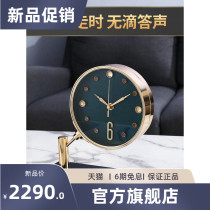 Light Extravagant Marble Atmospheric Seat Clock Home desktop Decorative Atmosphere Clock Swing Piece Genguan TV Cabinet Desktop Timepiece