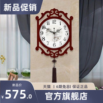 Hanging Clock Living Room Chinese Vintage Timepieces Home Fashion China Wind Creativity Muted New Chinese Retro Bedroom Clock