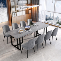 Minima Grey Rock Board Meeting Table Marble Strip Table Guests Casual Talks Table Light Lavish Bench Desk