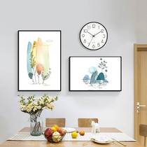 2022 new restaurant decoration painting upscale small fresh silent clock Nordic style Three sets of clock hanging murals