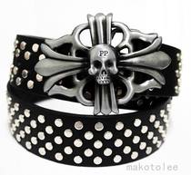 Punk mens belt personality rock youth belt Korean version of the trendsetter belt skull decorative buckle performance