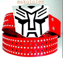 Punk mens belt belt street dance pants trend personality red rivets casual Korean version of non-mainstream domineering animation