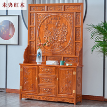 Mahogany screen cabinet Rosewood porch cabinet Chinese simple solid wood furniture hedgehog red sandalwood double-sided living room partition cabinet
