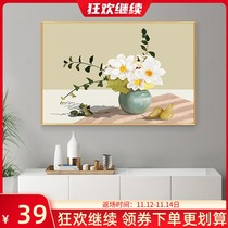 Restaurant cross-stitch 2021 new living room line embroidery small pieces full embroidery simple hand embroidery dining room flower series