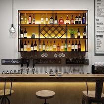 Light luxury hotel industrial style restaurant bar wall hanging bar with hanging wall display rack wine rack retro wine cabinet rack